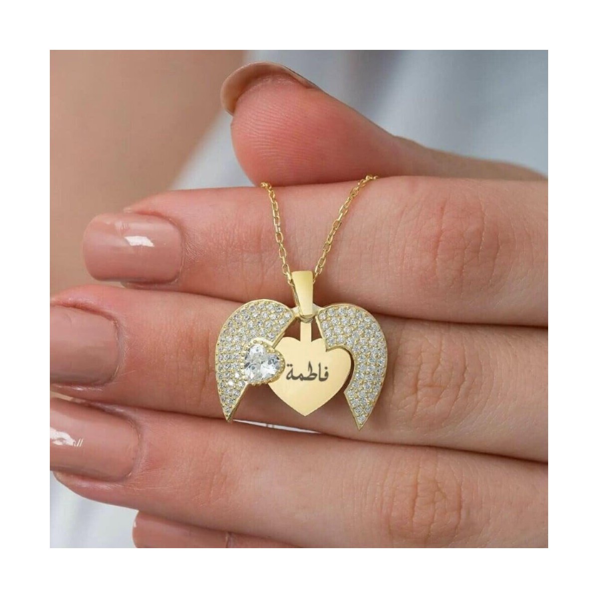 Customized Openable Heart Necklace with zarcoon stones in Golden & Silver () Customized Openable Heart Necklace with zarcoon stones in Golden & Silver ()