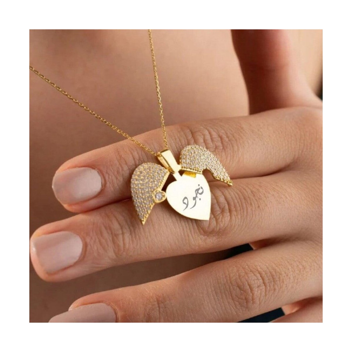 Customized Openable Heart Necklace with zarcoon stones in Golden & Silver ()