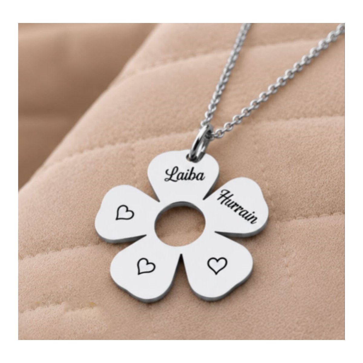 Golden Bloom Name Necklace with personalized engraving for names initials or symbols ()